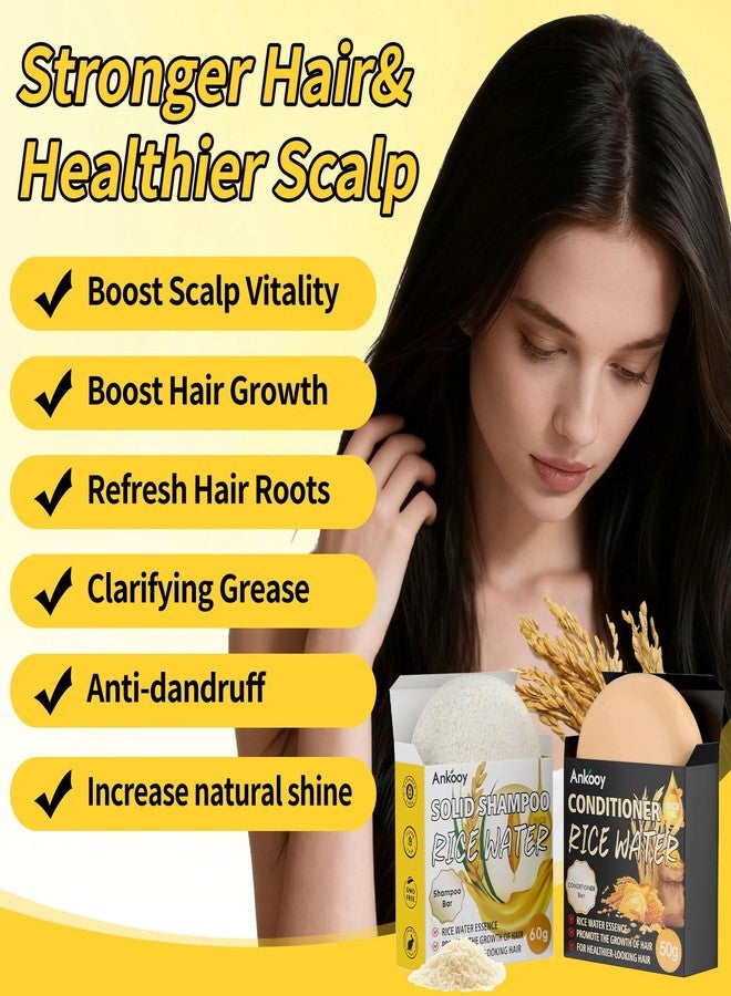ANKOOY 2 Pack Rice Water Bar Shampoo and Conditioner Set, High Protein for Damaged Hair,Hair Growth,Thickening,Anti Hair Loss,Strengthen for Volumizing Smooth,Shine,Organic Shampoo Bar Set - Image 3